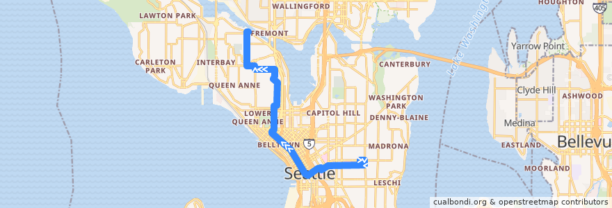 Mapa del recorrido Metro Route 3: Seattle Pacific University (from Cherry Hill) de la línea  en Seattle.