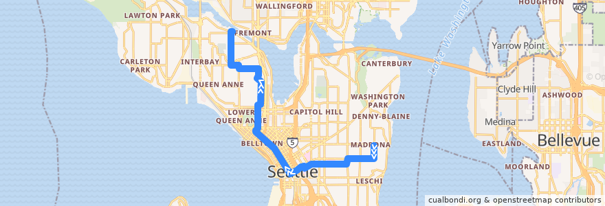 Mapa del recorrido Metro Route 3: Seattle Pacific University de la línea  en Seattle.