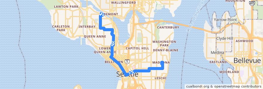 Mapa del recorrido Metro Route 3: Madrona de la línea  en Seattle.