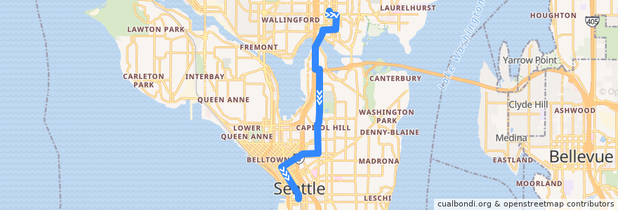 Mapa del recorrido Metro Route 49: Downtown Seattle de la línea  en Seattle.