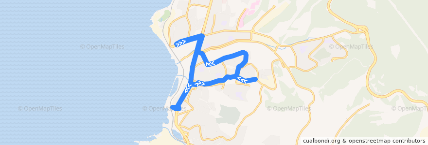 Mapa del recorrido Автобус 50: Автовокзал - Героев Варяга - Автовокзал de la línea  en Владивостокский городской округ.