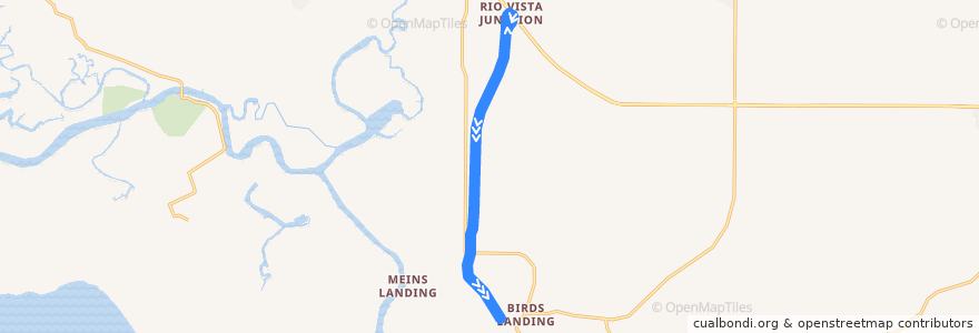 Mapa del recorrido Rio Vista - Bird's Landing de la línea  en Solano County.
