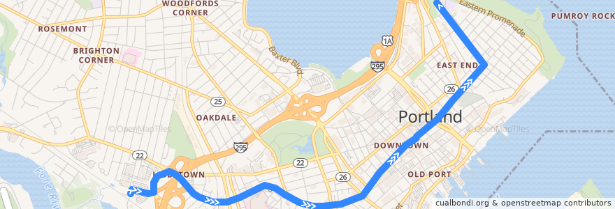 Mapa del recorrido METRO Route 1 Outbound de la línea  en Portland.