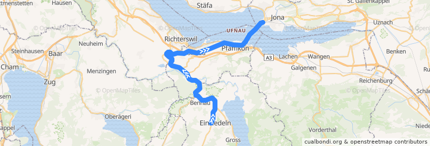 Mapa del recorrido S40: Einsiedeln –> Rapperswil SG de la línea  en Schwyz.