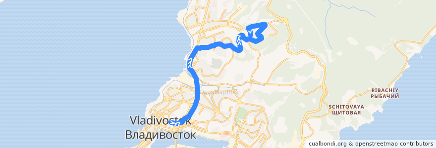 Mapa del recorrido Автобус 95: Суханова - Проспект 100-летия Владивостока - Поликлиника № 9 de la línea  en Владивостокский городской округ.