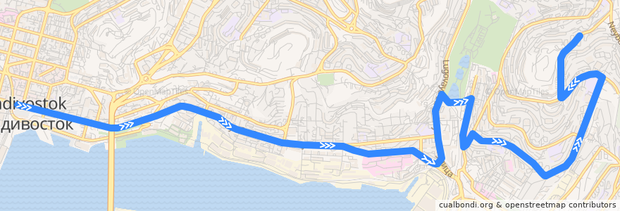 Mapa del recorrido Автобус 66: Центр - Ладыгина, 4 de la línea  en Владивостокский городской округ.