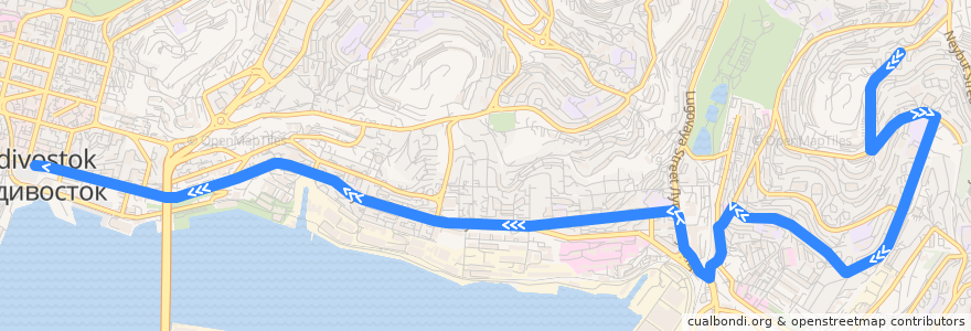 Mapa del recorrido Автобус 66: Ладыгина, 4 - Центр de la línea  en Владивостокский городской округ.