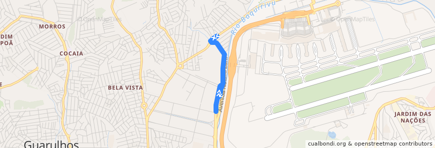 Mapa del recorrido Guarulhos (Parque Santos Dumont) São Paulo ( Metrô Armenia) de la línea  en Guarulhos.