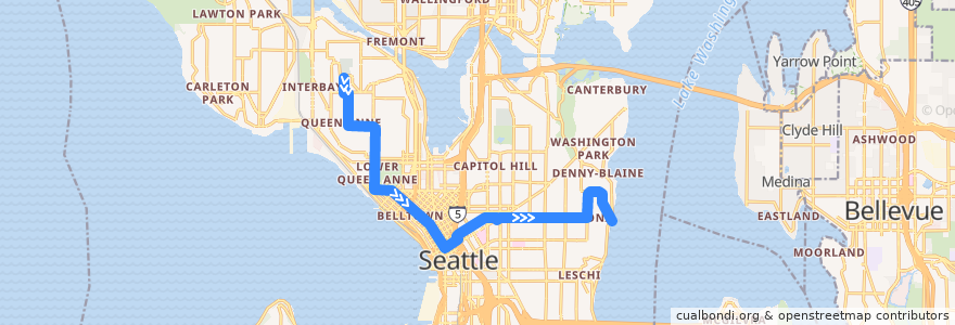 Mapa del recorrido Route 2: Downtown Seattle de la línea  en Seattle.