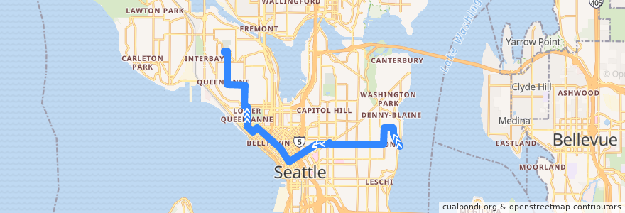 Mapa del recorrido Route 2: Downtown Seattle de la línea  en Seattle.