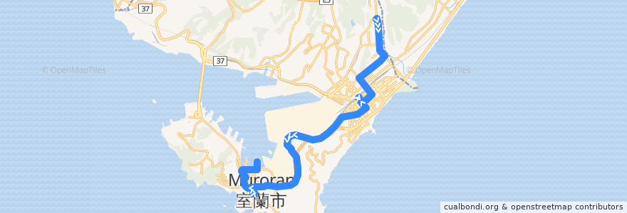 Mapa del recorrido フェリー工大線 de la línea  en Муроран.