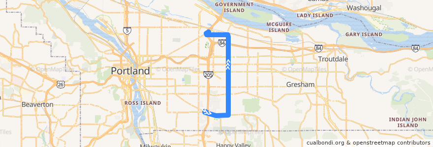 Mapa del recorrido Bus 73: Foster & 94th => Parkrose/Sumner Transit Center de la línea  en Portland.