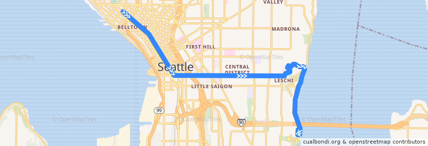 Mapa del recorrido Metro Route 27: Colman Park de la línea  en Seattle.