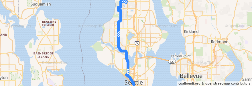 Mapa del recorrido Metro Route 28: Downtown Seattle de la línea  en Seattle.