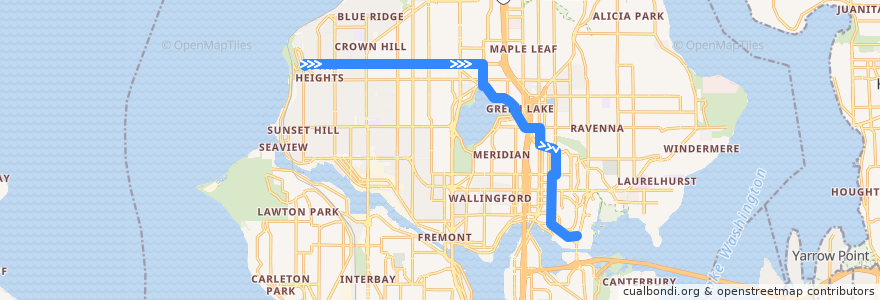 Mapa del recorrido Metro Route 45: UW Station (Saturday reroute) de la línea  en Seattle.