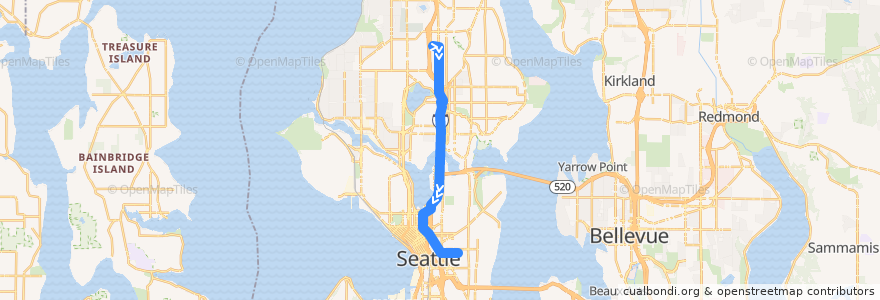 Mapa del recorrido Metro Route 63: First Hill de la línea  en Seattle.