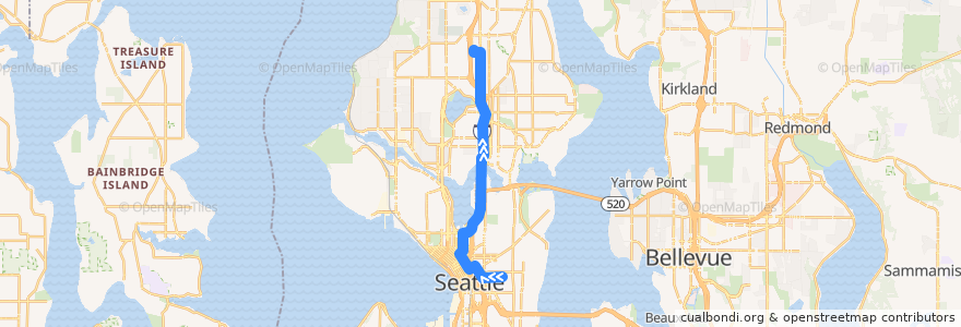 Mapa del recorrido Metro Route 63: Northgate Transit Center de la línea  en Seattle.