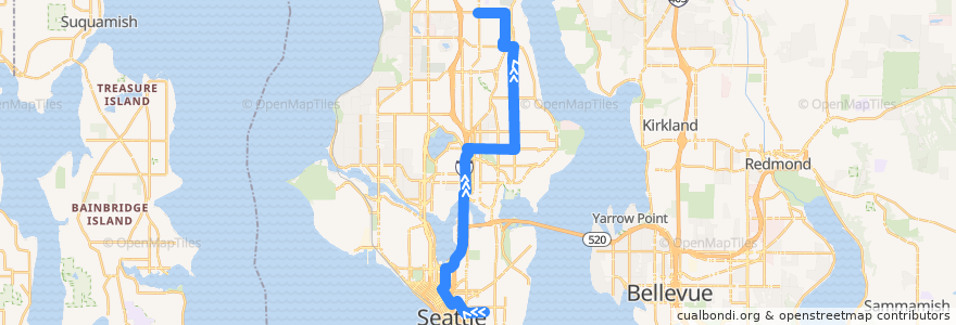 Mapa del recorrido Metro Route 64: Jackson Park de la línea  en Seattle.
