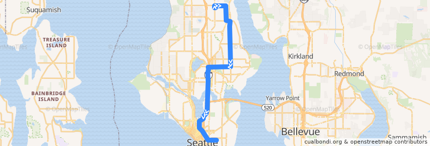 Mapa del recorrido Metro Route 64: First Hill de la línea  en Seattle.