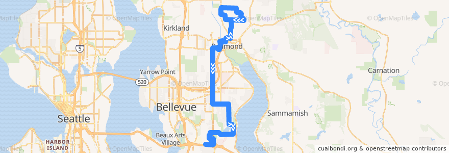 Mapa del recorrido Metro Route 221: Eastgate de la línea  en King County.