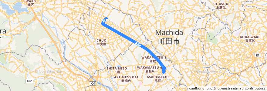 Mapa del recorrido 相模原02系統　相模原駅南口 => 相模大野駅北口 de la línea  en 相模原市.