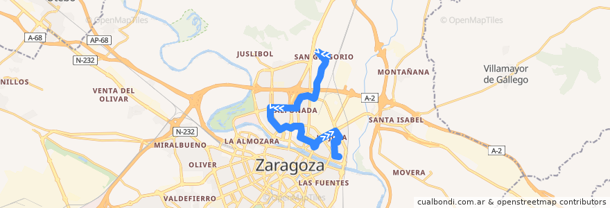 Mapa del recorrido Bus 50: San Gregorio => Vadorrey de la línea  en Zaragoza.