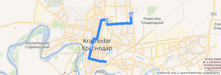 Mapa del recorrido Троллейбус №31: ККБ — ж/д вокзал Краснодар-1 de la línea  en городской округ Краснодар.