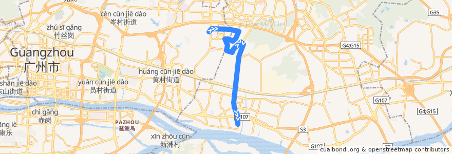 Mapa del recorrido 344路(玉树新村总站-丰乐南路总站) de la línea  en Huangpu.