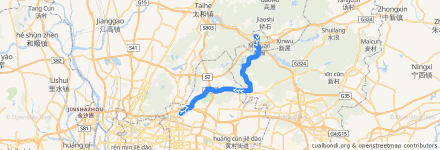 Mapa del recorrido 346路[穗丰村(广东技术师范学院天河学院)总站-长福路总站] de la línea  en Canton.