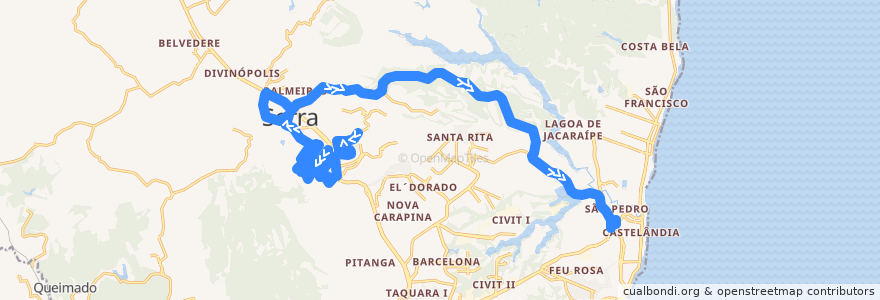 Mapa del recorrido 880 Planalto Serrano / Terminal Jacaraípe via Vista da Serra/Serra Sede de la línea  en セラ.