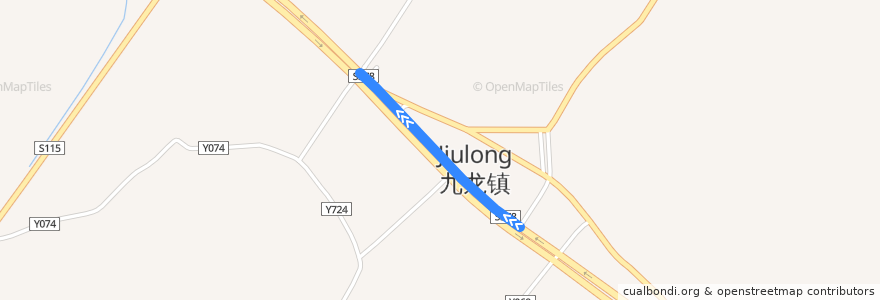 Mapa del recorrido 362路(上罗村总站-九龙镇政府总站) de la línea  en Longhu Subdistrict.