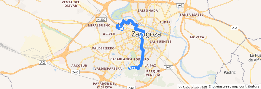 Mapa del recorrido Bus 34: Parque de Atracciones => Estación Delicias de la línea  en Saragossa.