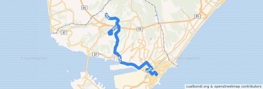 Mapa del recorrido すずかけ線 de la línea  en Muroran.