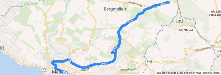 Mapa del recorrido Bus 922: Meilen, Bahnhof => Meilen, Vorderer Pfannenstiel de la línea  en Meilen.