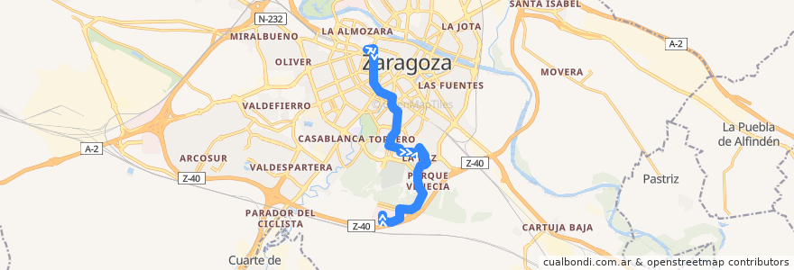 Mapa del recorrido Bus 31: Aljafería => Puerto Venecia de la línea  en Zaragoza.