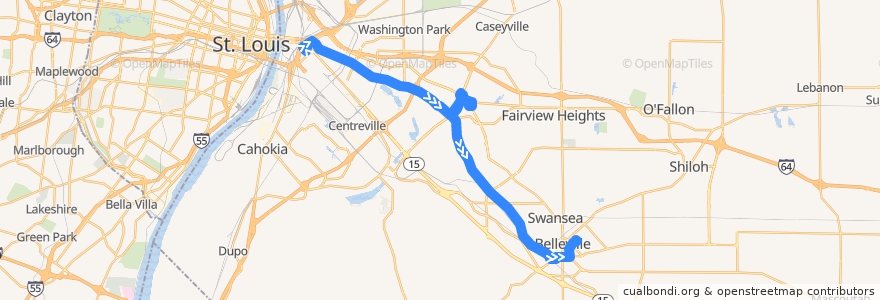 Mapa del recorrido MetroBus 1 Main Street-State Street (eastbound snow route) de la línea  en 伊利诺伊州 / 伊利諾州.