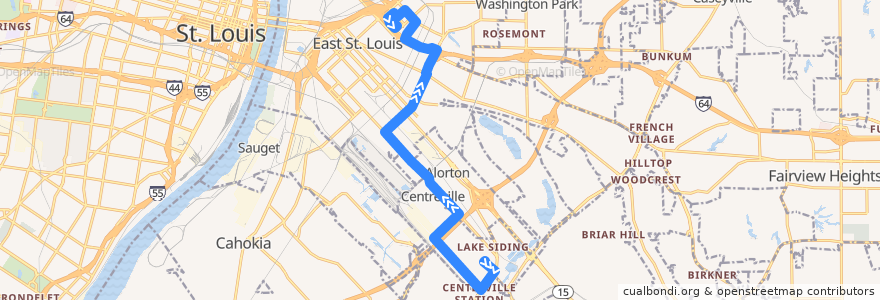 Mapa del recorrido MetroBus 8 Alta Sita (westbound) de la línea  en Illinois.