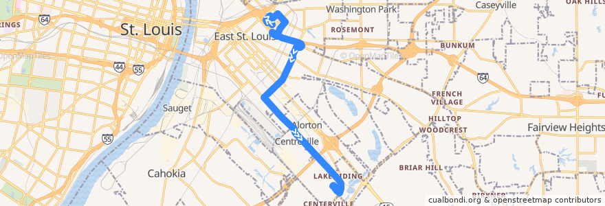 Mapa del recorrido MetroBus 8 Alta Sita (eastbound) de la línea  en Illinois.