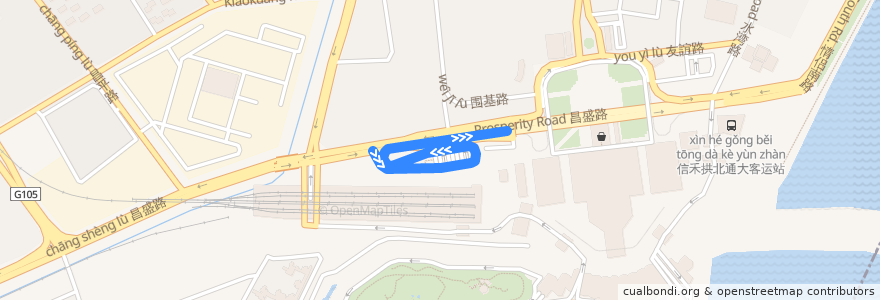 Mapa del recorrido 珠海1路 de la línea  en 拱北街道.