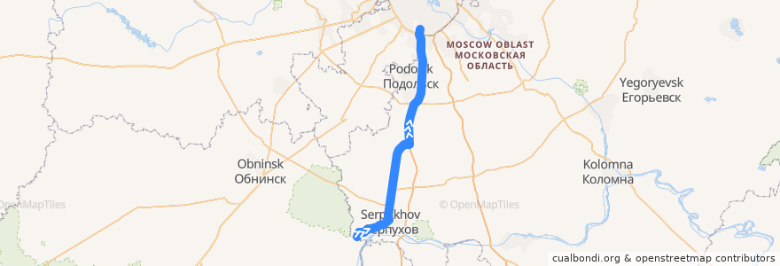 Mapa del recorrido Автобус 363: Протвино - Метро "Лесопарковая" de la línea  en Oblast Moskau.