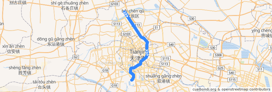 Mapa del recorrido 天津地铁5号线 de la línea  en Tientsin.