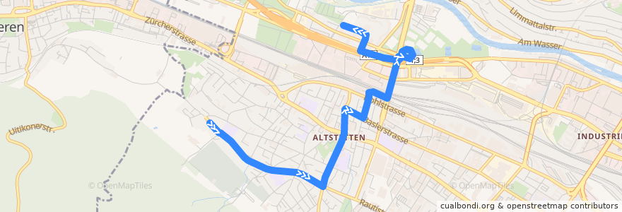 Mapa del recorrido Bus 78: Zürich, Dunkelhölzli → Bändliweg de la línea  en 蘇黎世.