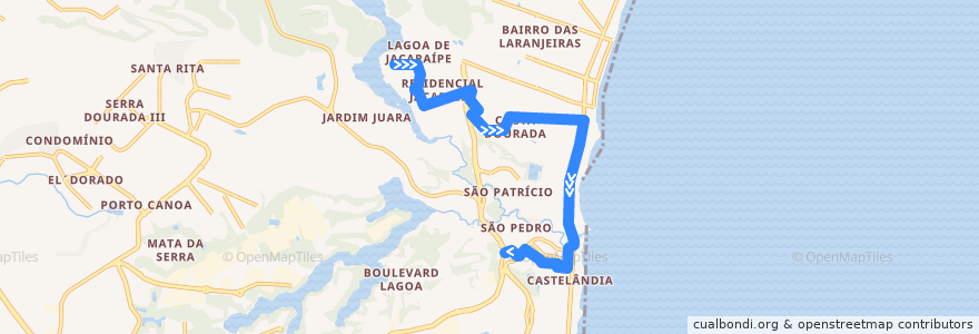 Mapa del recorrido 863 Residencial Jacaraípe / Terminal Jacaraípe via Castelândia / Costa Dourada de la línea  en Serra.
