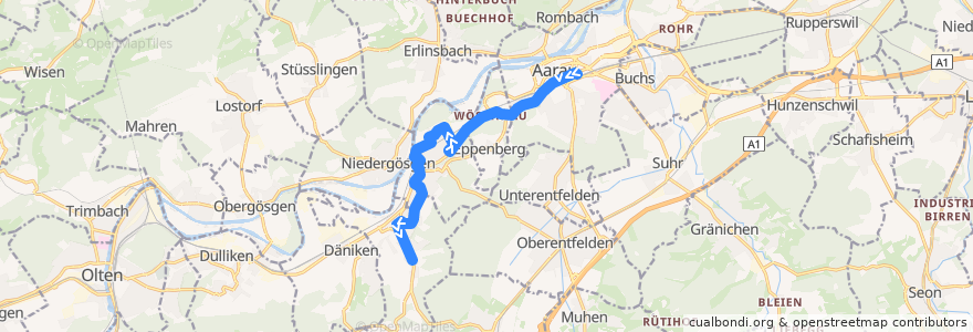 Mapa del recorrido Bus 3: Aarau => Gretzenbach de la línea  en Svizzera.