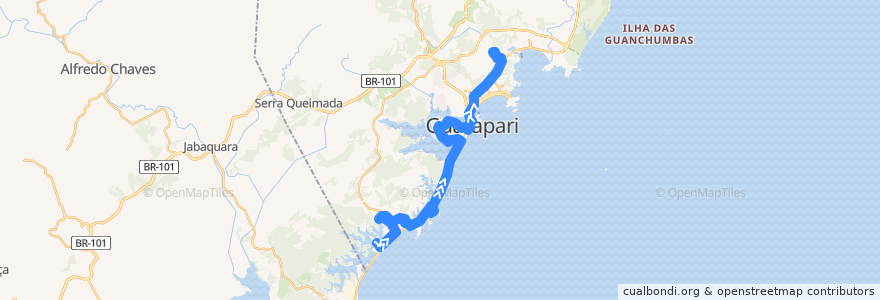 Mapa del recorrido 008 Porto Grande x Portal Club via Muquiçaba e SESC de la línea  en Guarapari.