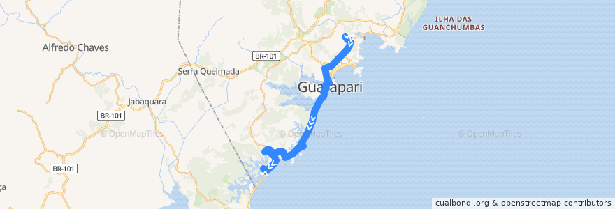 Mapa del recorrido 008 Portal Club x Porto Grande via Muquiçaba e SESC de la línea  en Guarapari.