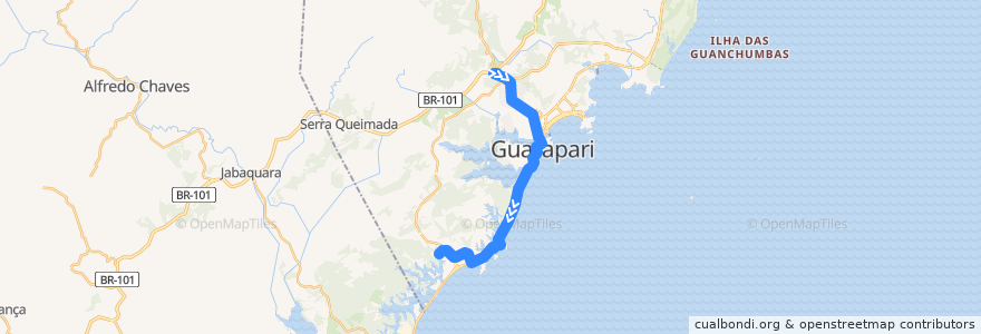 Mapa del recorrido 028 Trevo da BR 101 x Meaípe via Enseada Azul de la línea  en Guarapari.