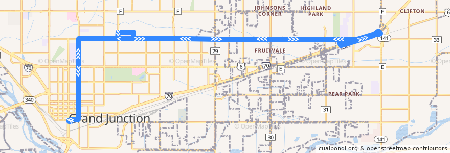 Mapa del recorrido Route 3 - Orchard Avenue de la línea  en Mesa County.