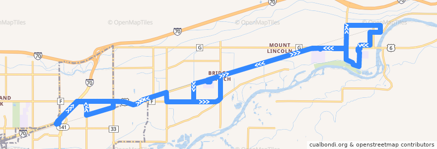 Mapa del recorrido Route 4 - Palisade de la línea  en Mesa County.