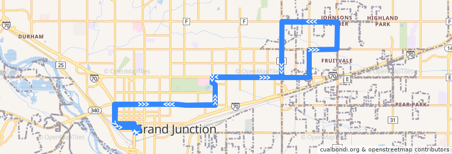 Mapa del recorrido Route 5 - Midtown de la línea  en Mesa County.